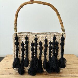 Rattan or Wicker basket bag with tassels